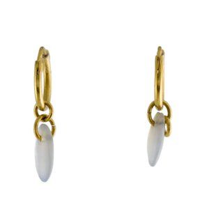 18k gold hoop earrings with chalcedony